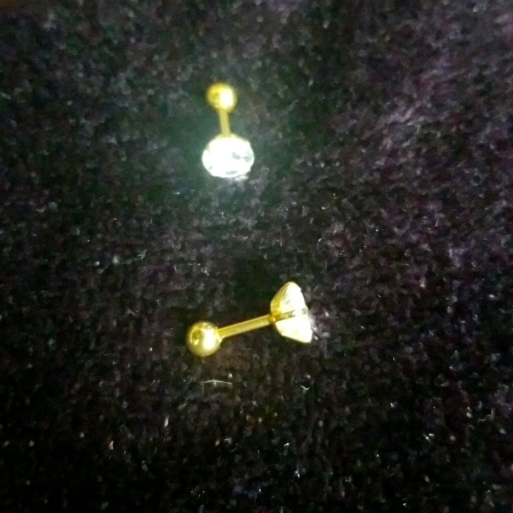 Gold and cubic zirconia stud earrings